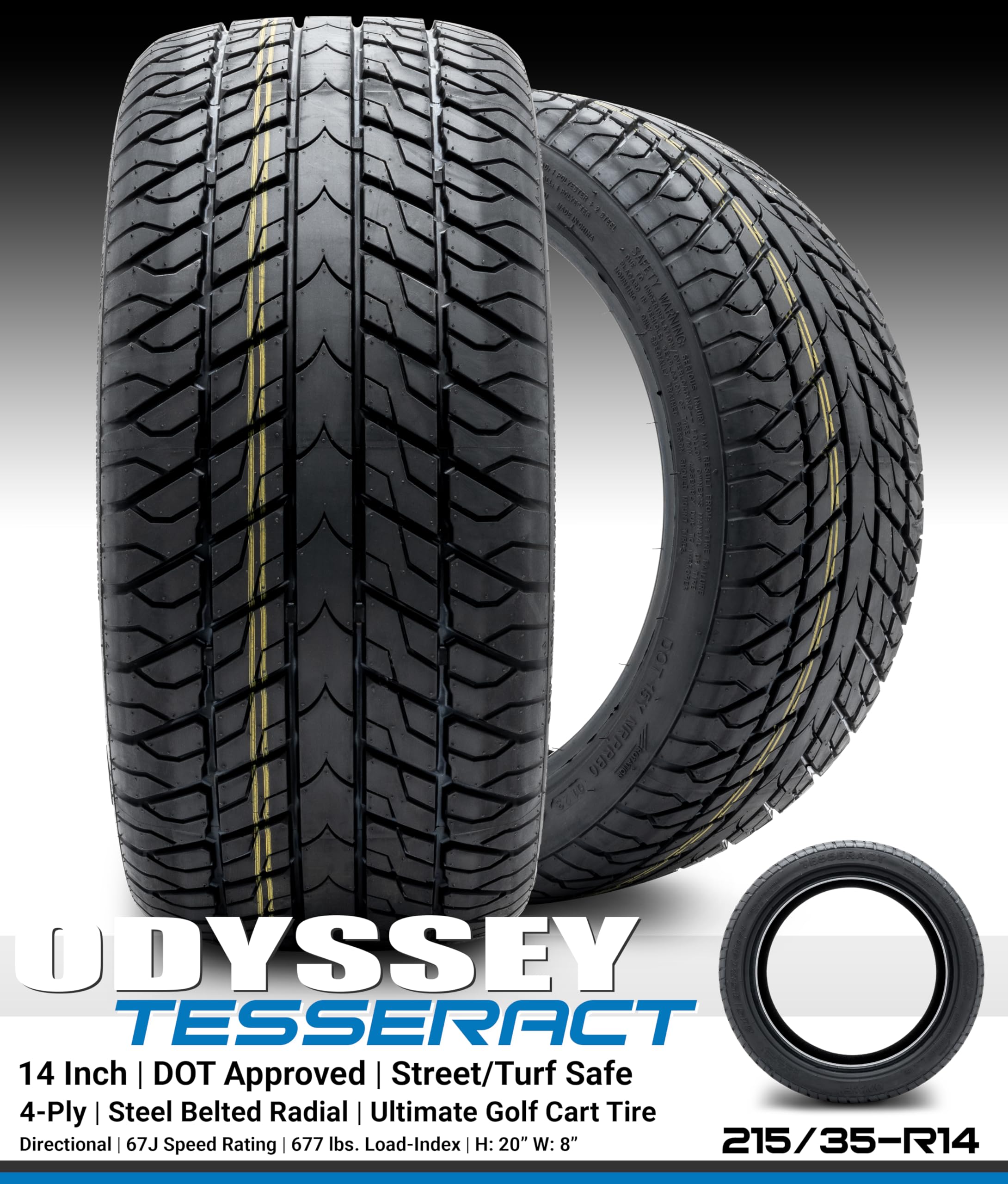 Amazon.com: Odyssey Tesseract 215/35-R14 DOT Golf Cart Tire Steel